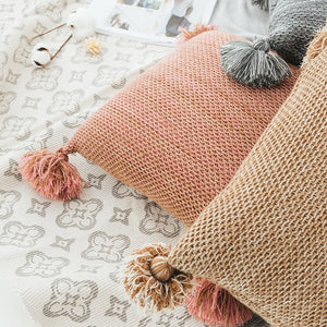 Marled Knit Cushion Cover with Tassel