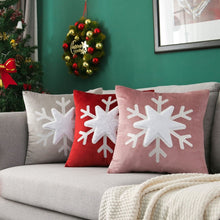 Load image into Gallery viewer, Allthingscurated Christmas Snowflake Cushion cover 45x45cm in Red Pink Grey
