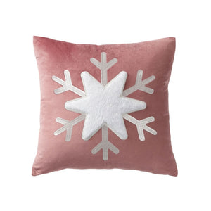 Allthingscurated Christmas Snowflake Cushion cover 45x45cm in Red Pink Grey