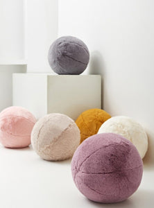 Ball Pillow measuring 30cm or 11.7 inch, made of faux rabbit fur in 6 different colors