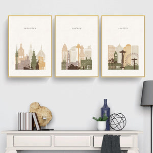 Allthingscurated World City Landscape Canvas Wall Art Prints