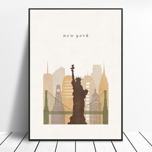 Allthingscurated World City Landscape Canvas Wall Art Prints