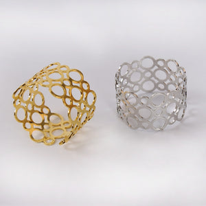 Geometric Pattern Gold/Silver Napkin Rings (set of 12)