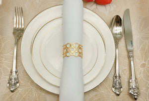 Geometric Pattern Gold/Silver Napkin Rings (set of 12)