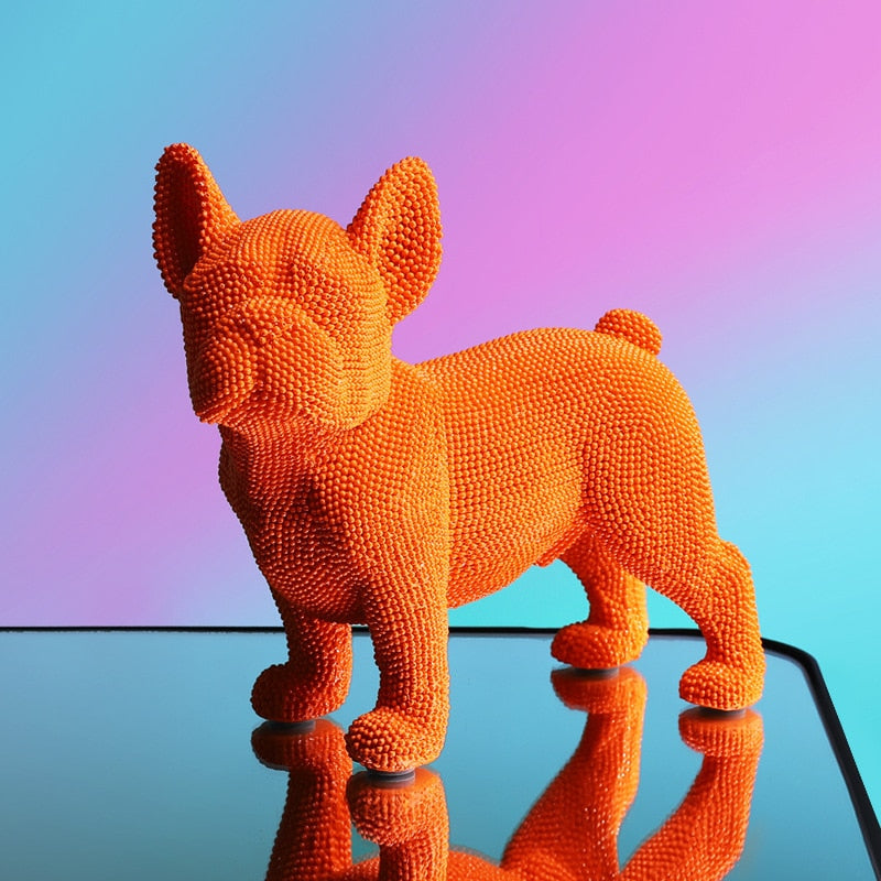 Allthingscurated Orange French Bulldog figurine crafted in resin with a fashionable coat of pearly texture in standing pose.